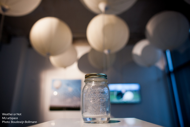 jar with collected water from clouds